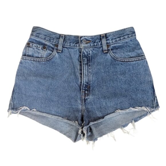 VTG LEVI'S 550 Medium Wash Denim Cut Off Jean Shorts - Picture 1 of 5